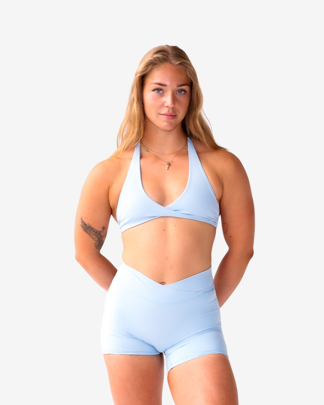 Thrive Halterneck Sports Bra (Baby Blue)