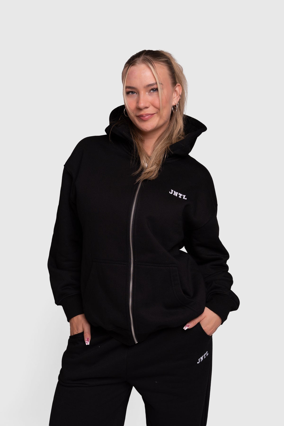 JNTL Oversized Zip Hoodie (Black)