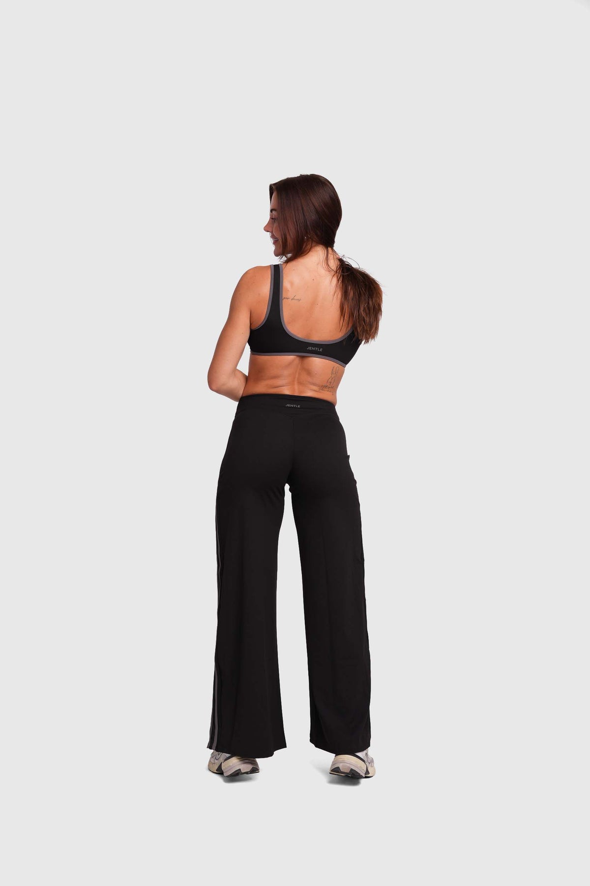 Flow Striped Wide leg pants (Black/Grey)
