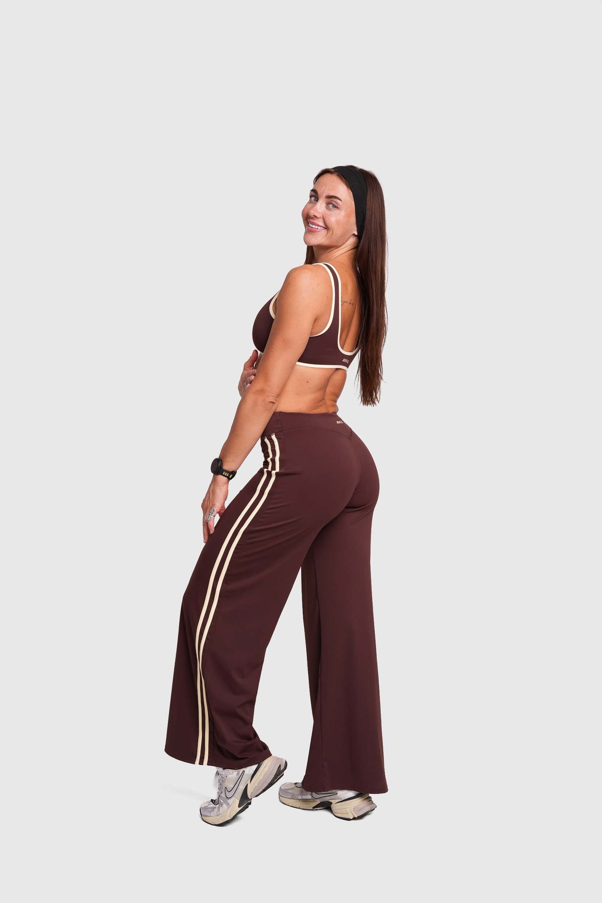 Flow Striped Wide leg pants (Brown/Butter Yellow)