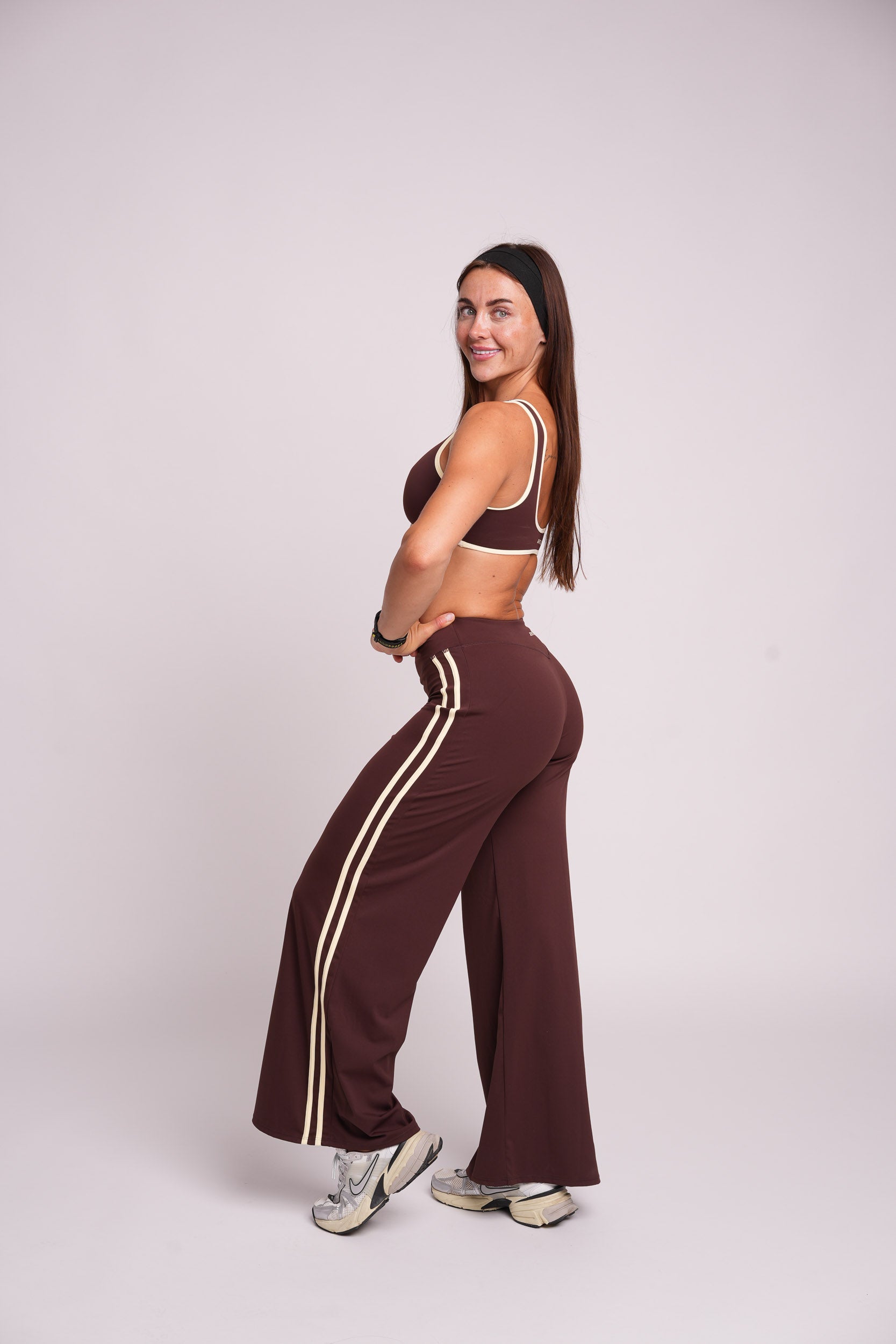 Flow Striped Wide leg pants (Brown/Butter Yellow)