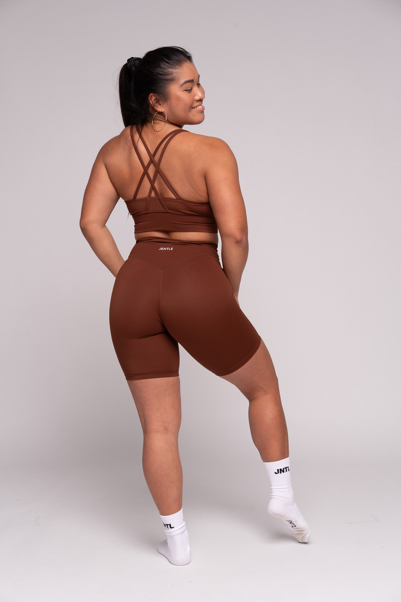 Thrive V-Cut Shorts (Brown) & Thrive Active Sports Bra (Brown)