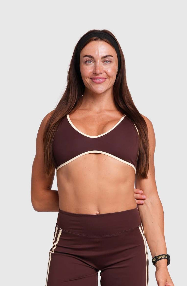 Flow Striped Sports Bra (Brown)