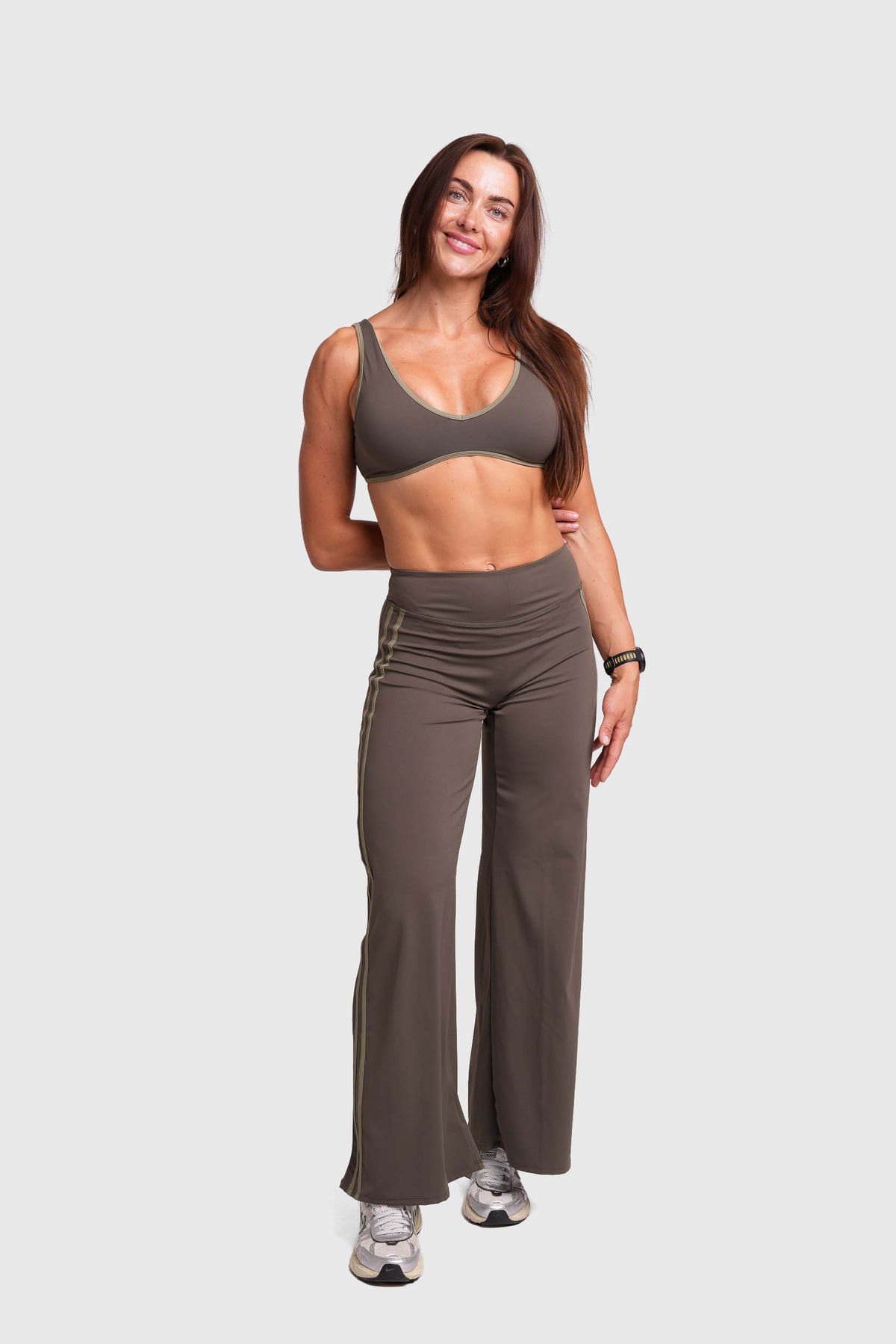 Flow Striped Wide leg pants (Army Green/Green)