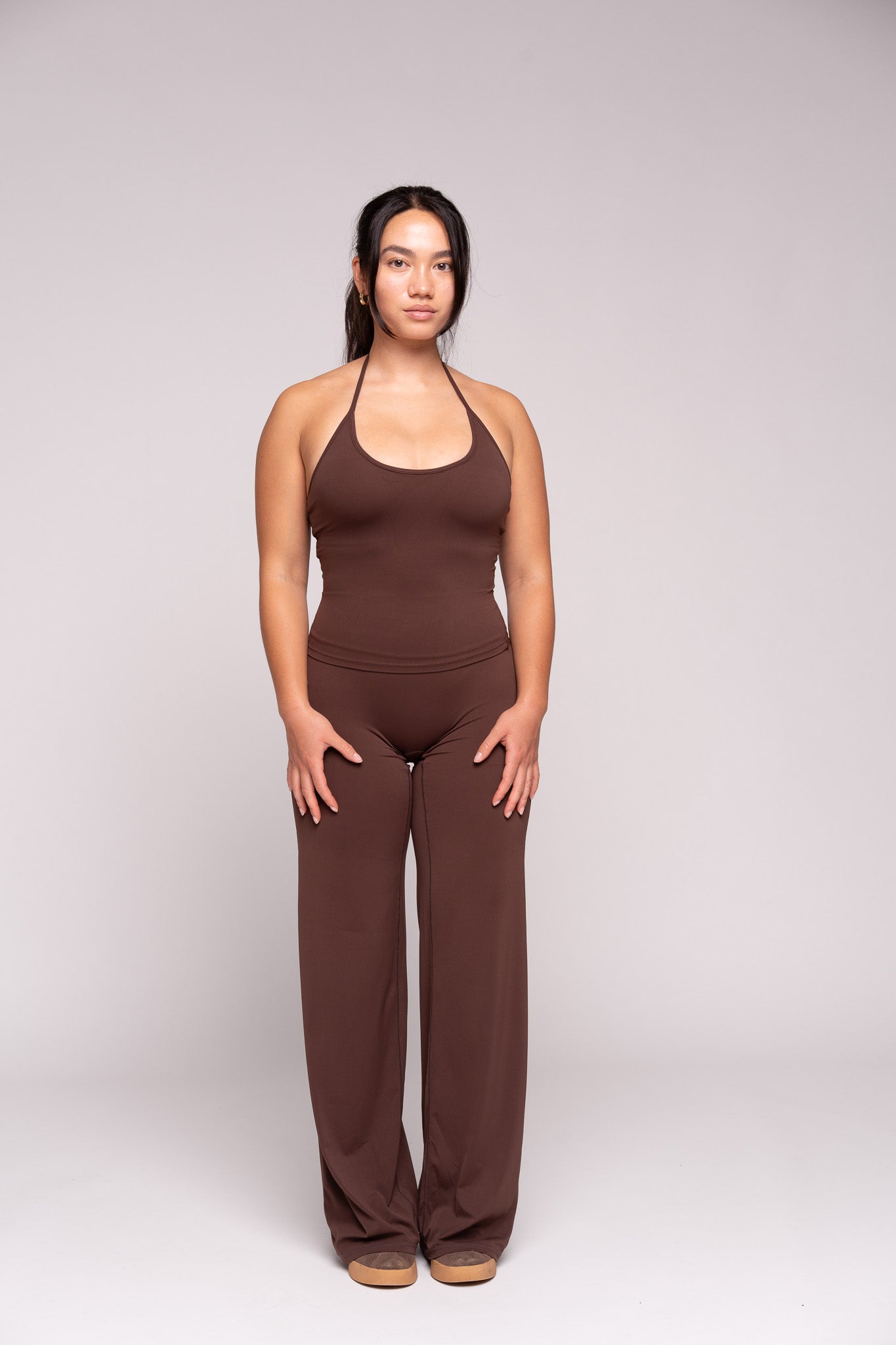 Ease x Amalie Vad - Straight Leg Pants (Coffee Brown) & Ease x Amalie Vad - Halterneck Top (Coffee Brown)
