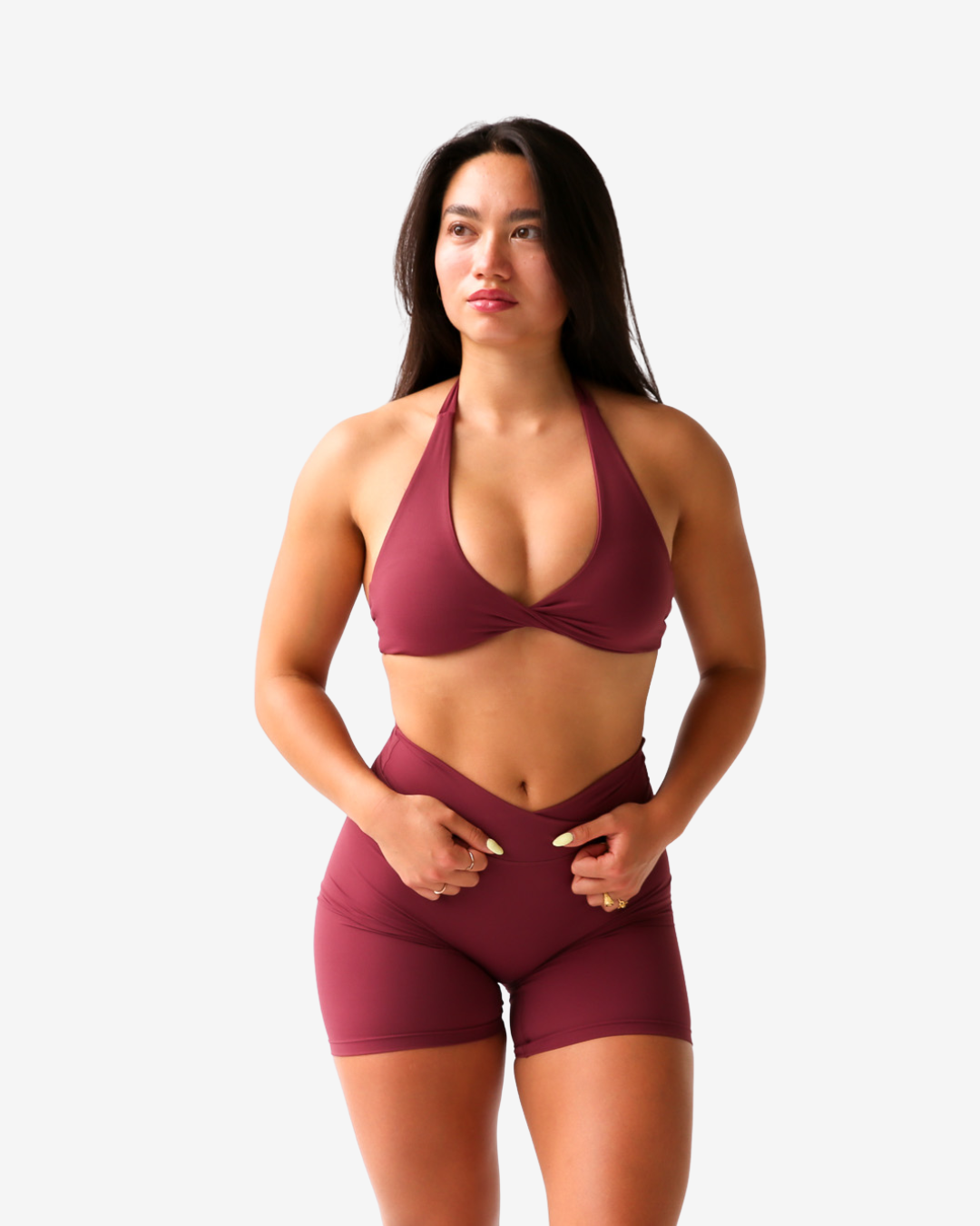 Thrive Halterneck Sports Bra (Bordeaux)
