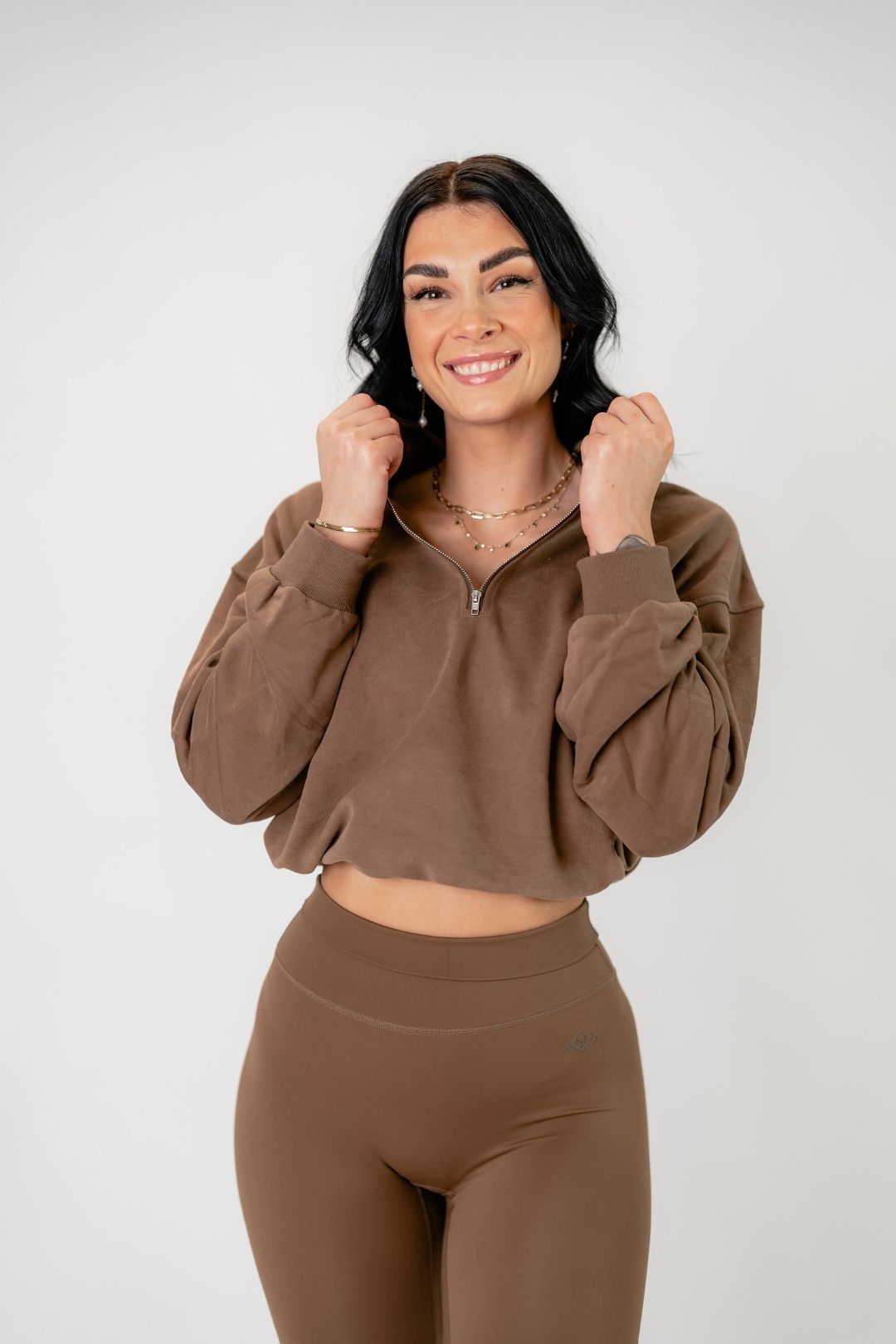 Jentle - Ina Crop Hoodie (Brown)